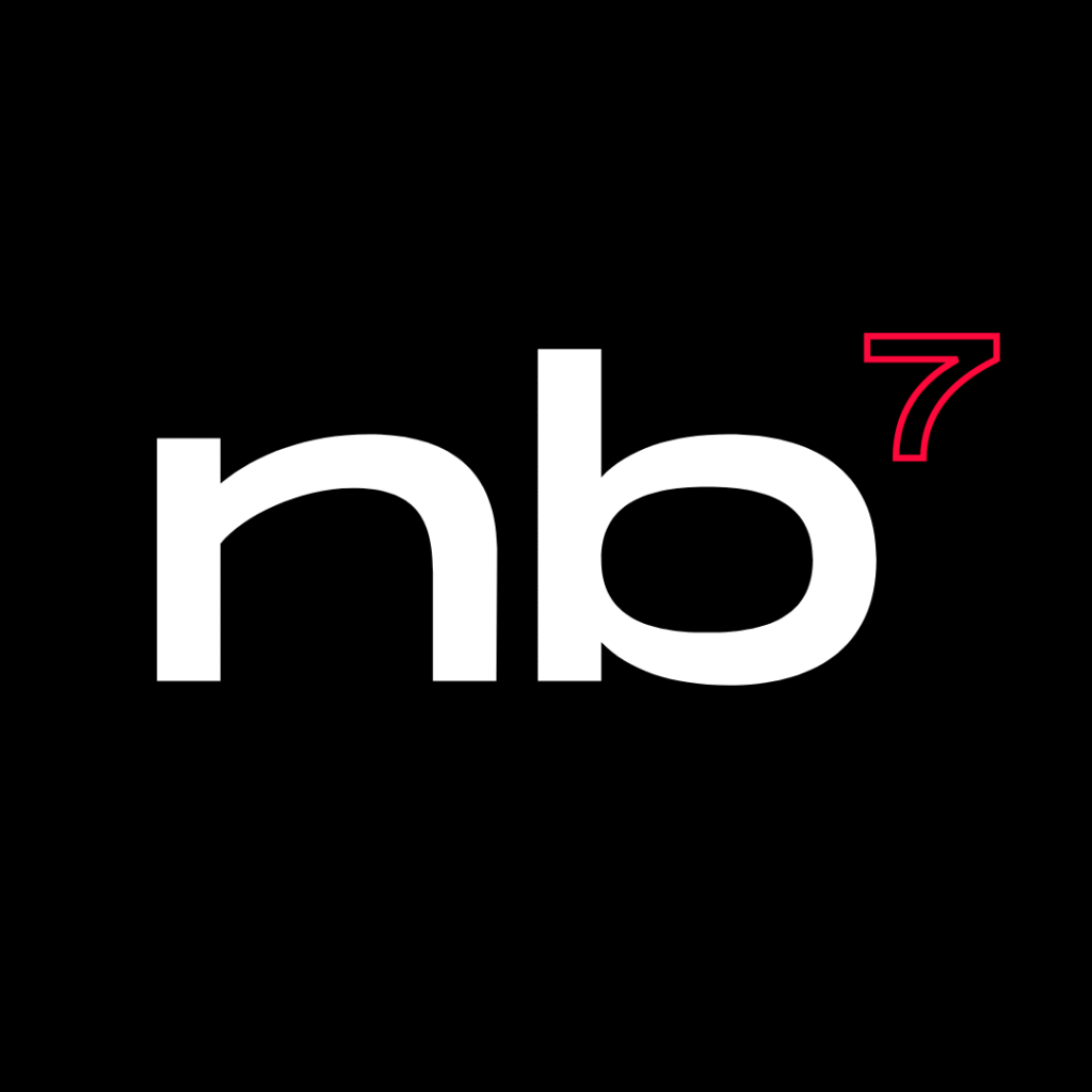 logo da empresa nb7 no fundo preto