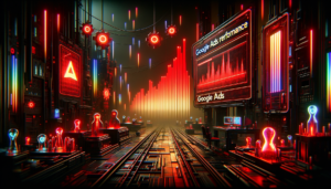 Dashboard de campanha Performance Max Google Ads com métricas de conversão e gráficos de desempenho