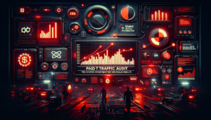 Dashboard de auditoria de tráfego pago com métricas de Google Ads e Meta Ads