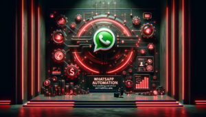 Dashboard de automação WhatsApp mostrando fluxos de chatbot e métricas de atendimento