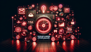 Consultoria marketing digital estratégico com equipe analisando métricas de campanhas