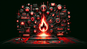 Gráfico mostrando desperdício de verba com marketing queimando dinheiro em campanhas digitais