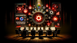 Equipe comercial organizando processo de vendas desorganizado com CRM e planejamento estratégico